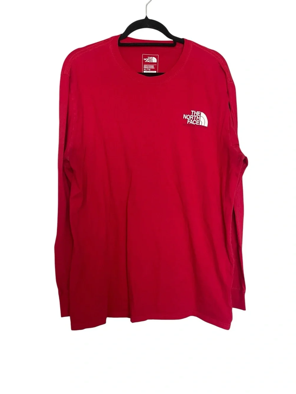 The North Face Men's Long-Sleeve Logo Tee in Red with White Logo